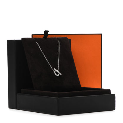 Hermes 18K White Gold Diamond Finesse Pendant Necklace 5 of 5