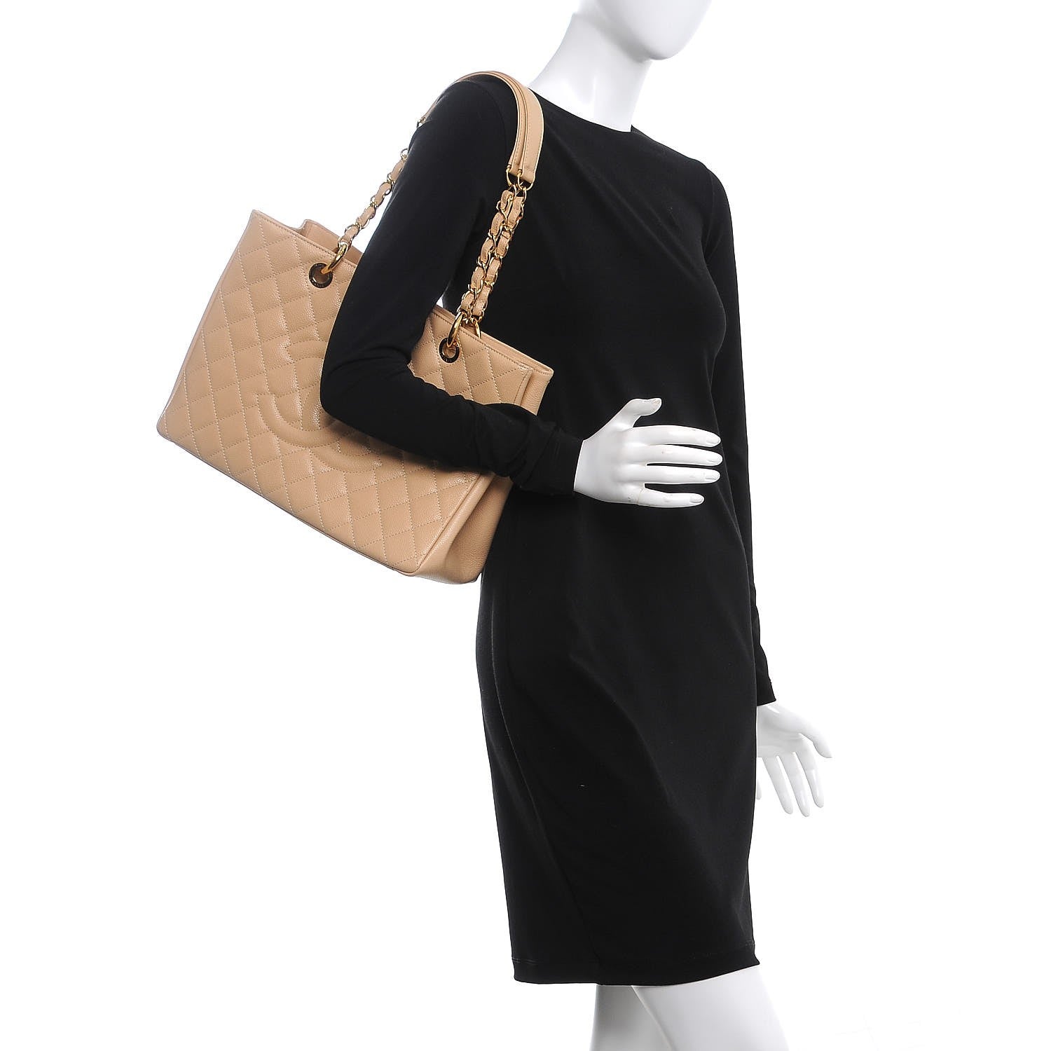Chanel Caviar Quilted Grand Shopping Tote GST Beige Clair 3 of 13
