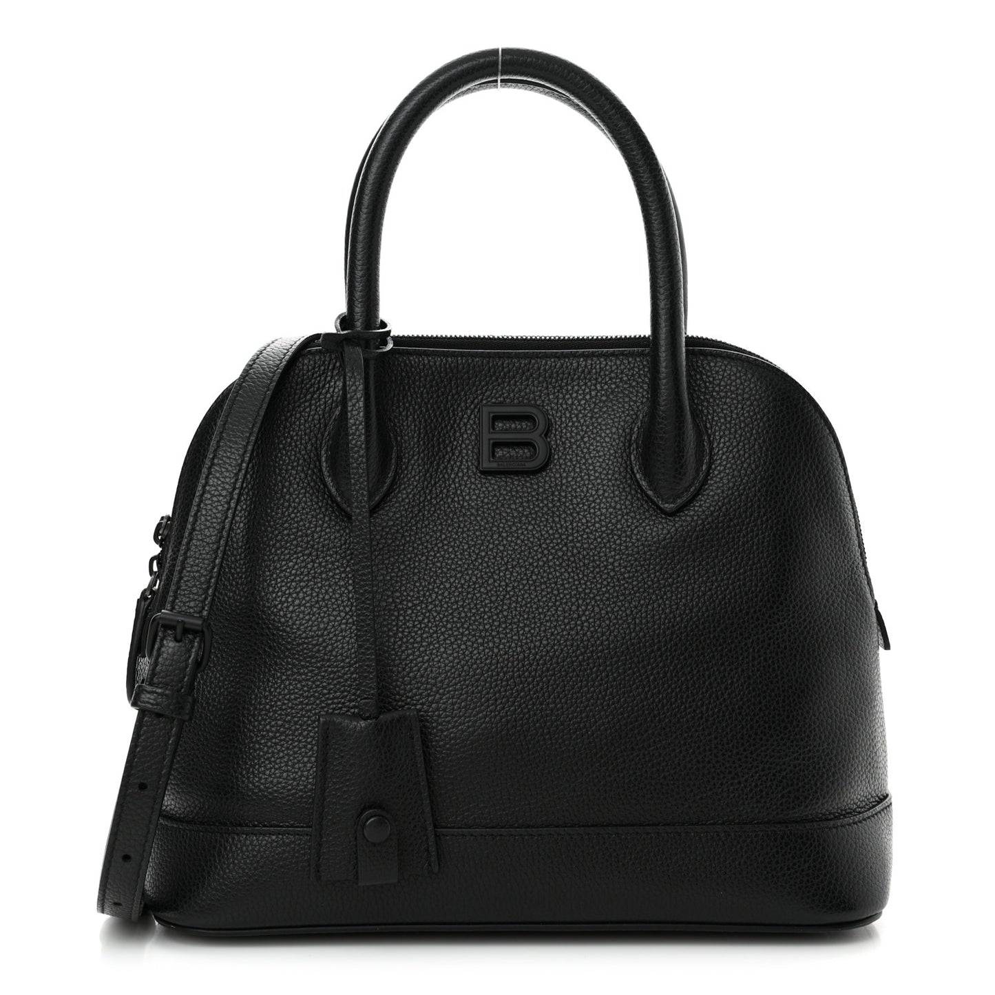 Supple Calfskin Rivet Small Ville Top Handle Bag Black