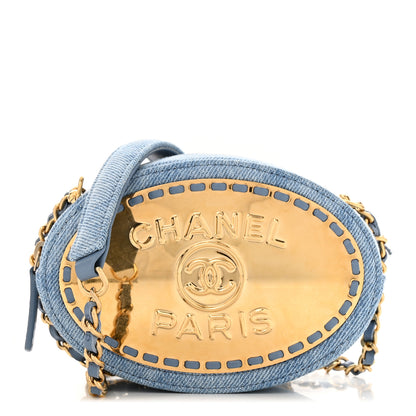 Chanel Denim Printed Chain Clutch Dark Blue 1 of 10