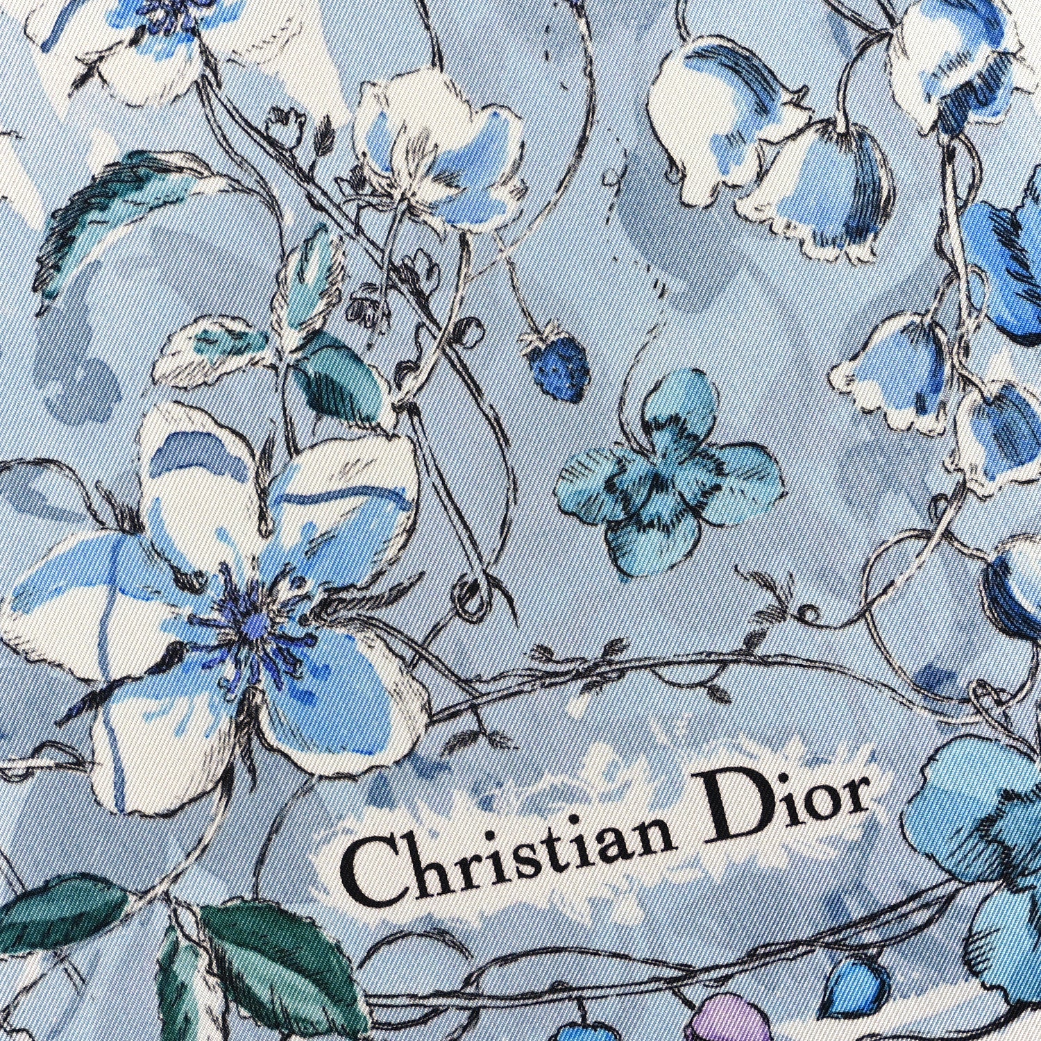 Christian Dior Silk Florilegio 90 Square Scarf Blue Multicolor 2 of 3