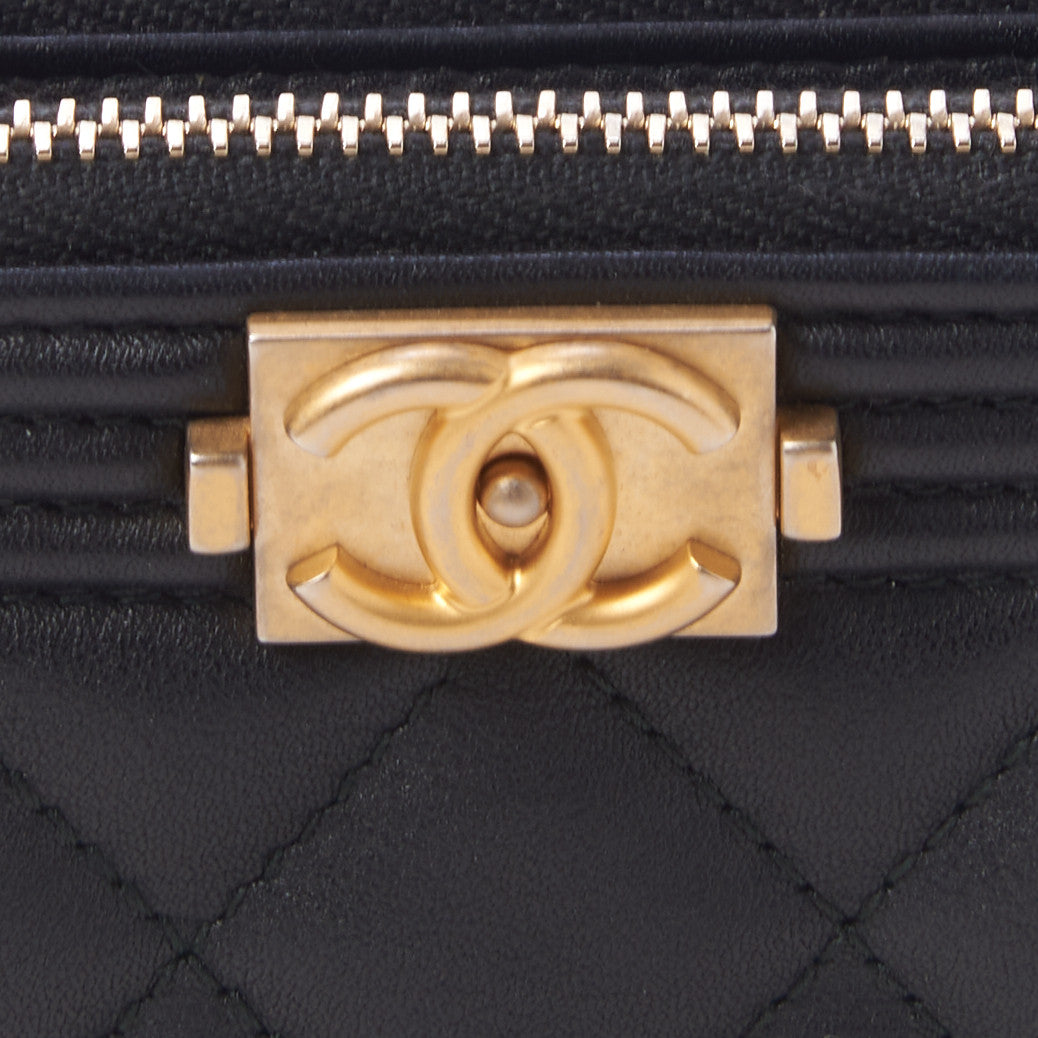 Chanel Calfskin Quilted Small Boy Clutch With Chain Black 9 of 11