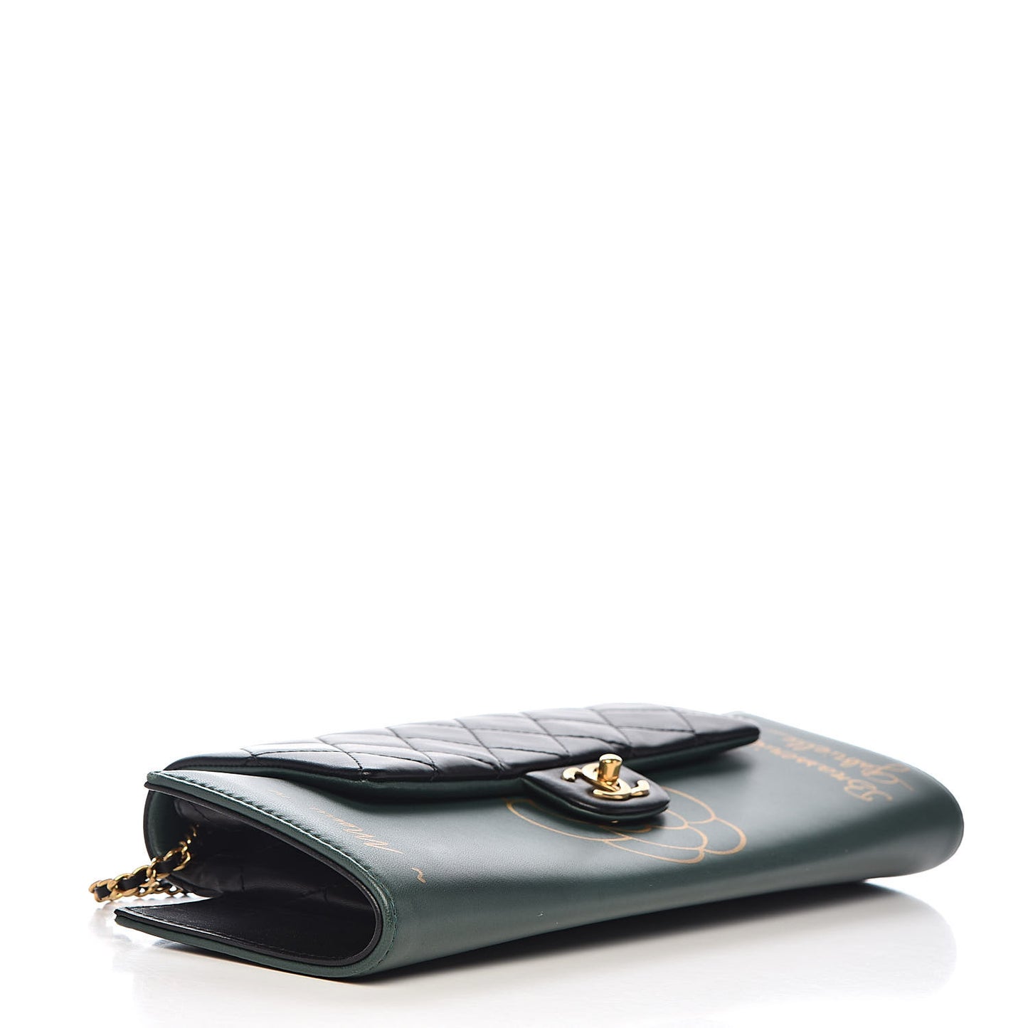 Calfskin Quilted Brasserie Gabrielle Menu CC Clutch Green