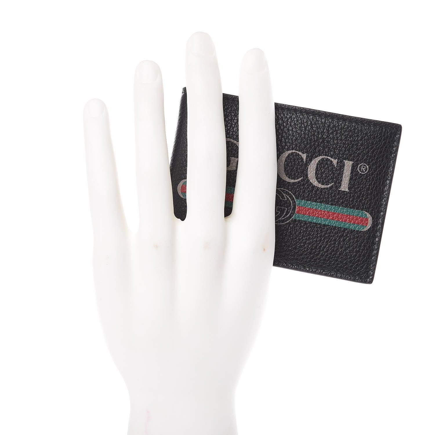 Gucci Cripto Calfskin Logo Bi-Fold Short Wallet Black Grege 2 of 7