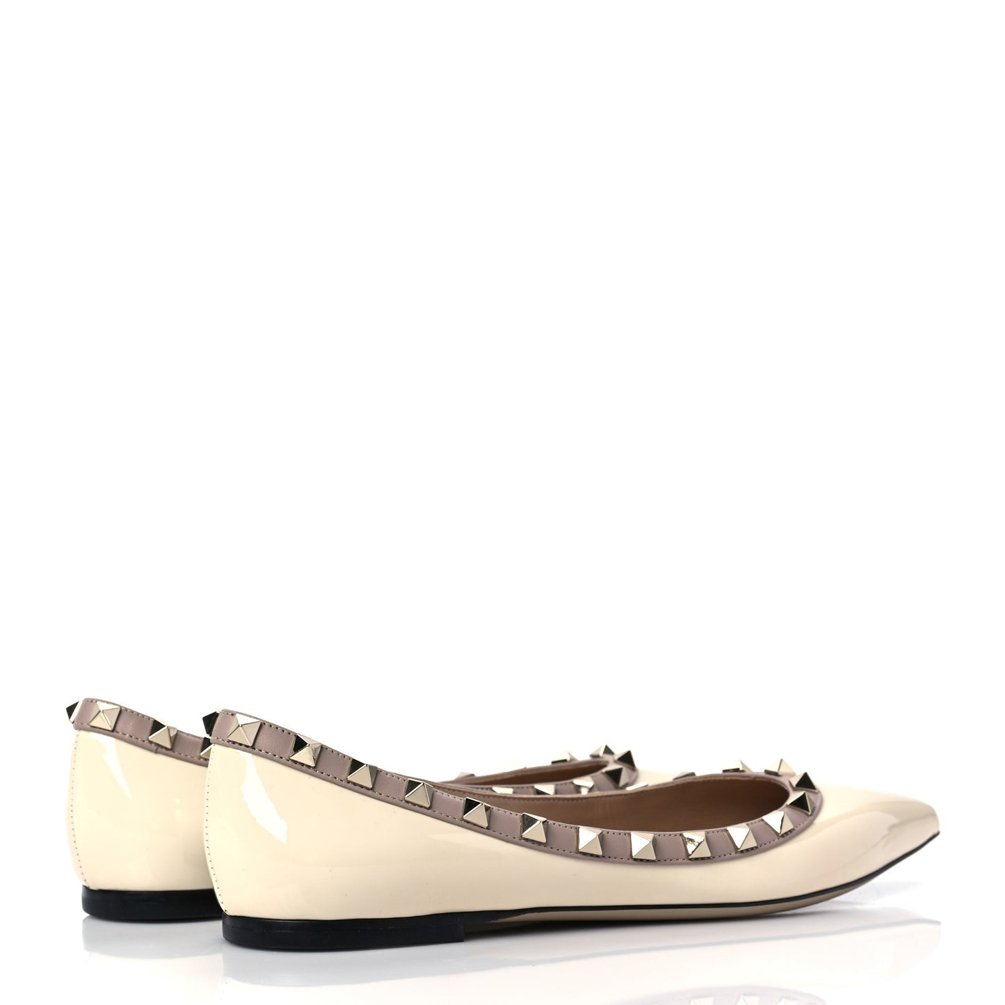 Patent Rockstud Ballerina Flats 37 Ivory Poudre
