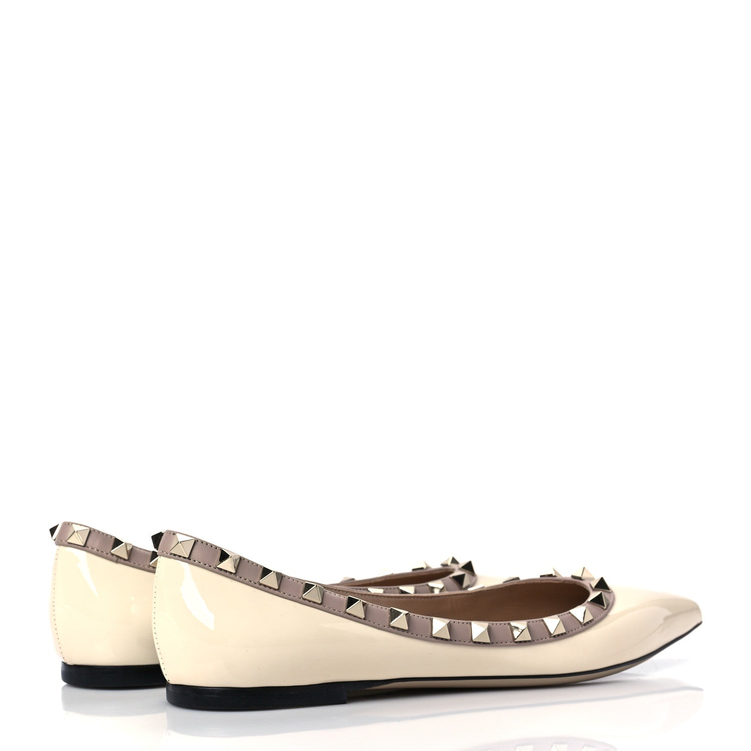 Valentino Garavani Patent Rockstud Ballerina Flats 37 Ivory Poudre 5 of 8