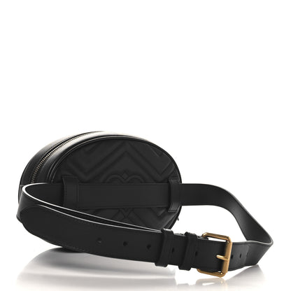 Gucci Calfskin Matelasse GG Marmont Belt Bag 85 34 Black 2 of 9