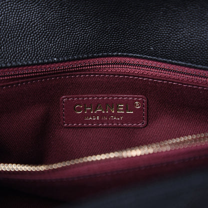 Chanel Caviar Lizard Embossed Quilted Chevron Small Coco Handle Flap Black 5 of 10