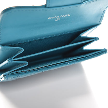 Chanel Patent Quilted Card Holder Turquoise 5 of 8