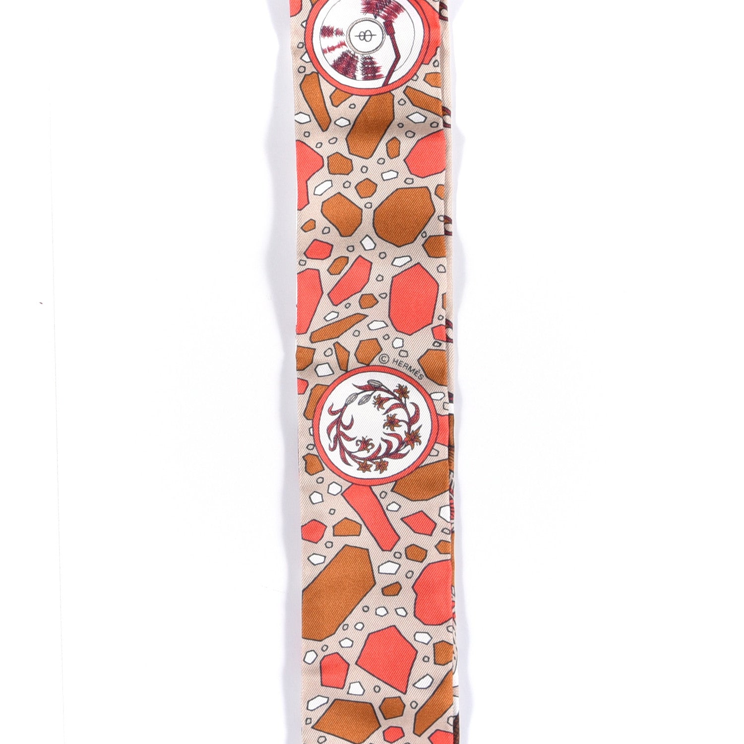 Hermes Silk La Danse Des Amazones Twilly Beige Corail Brun 4 of 4