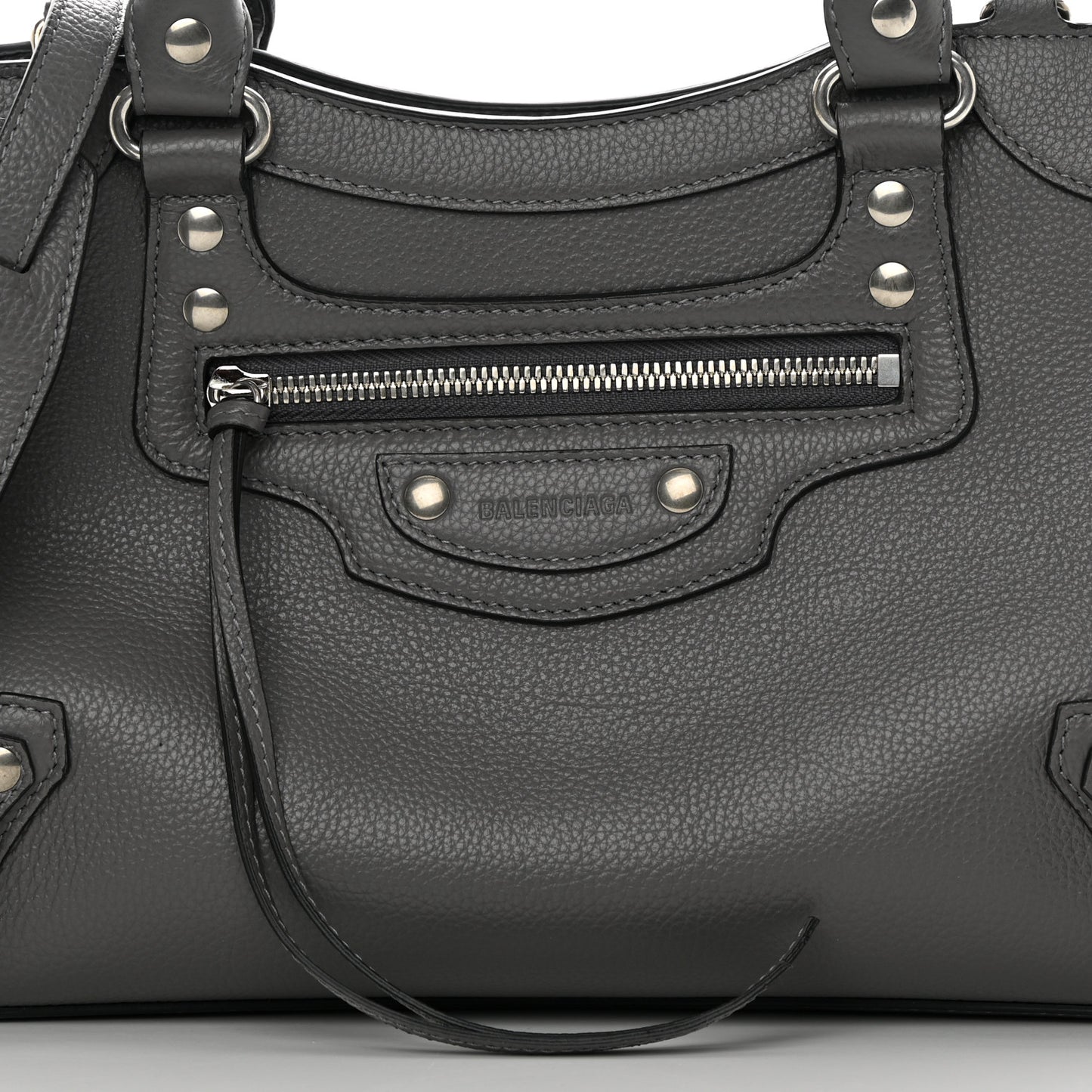 Grained Calfskin Neo Classic Silver Hardware S City Dark Grey