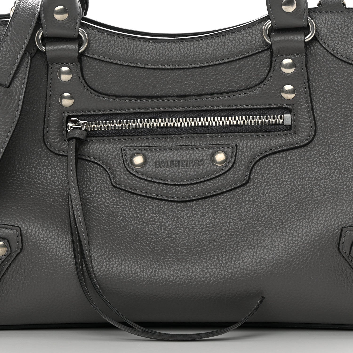 Balenciaga Grained Calfskin Neo Classic Silver Hardware S City Dark Grey 8 of 11