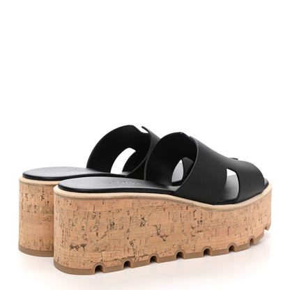 Hermes Calfskin Cork Eze 30 Sandals 36 Black 4 of 9