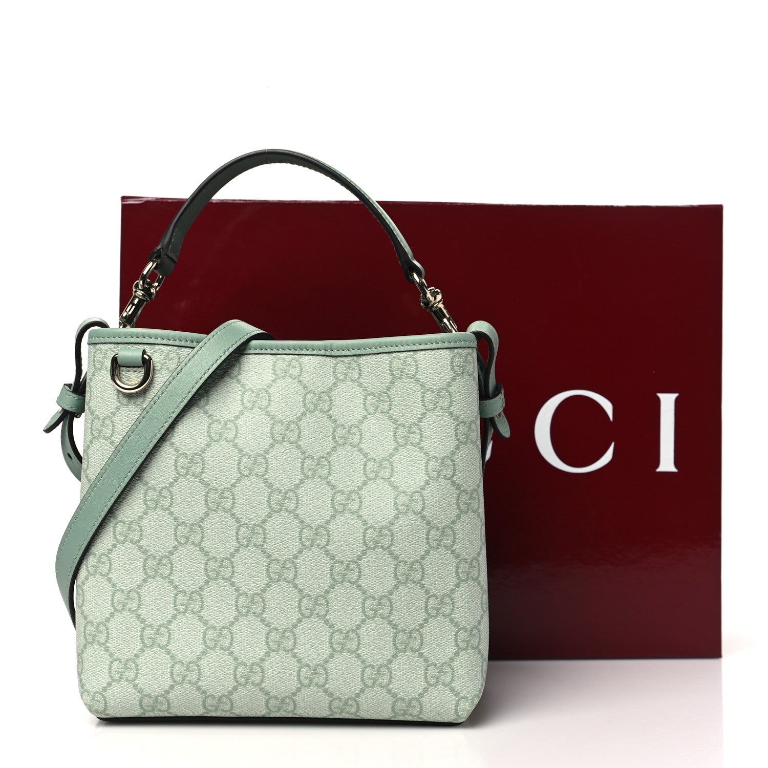 Gucci GG Supreme Monogram Emblem Small Shoulder Bag Sage Green 11 of 11