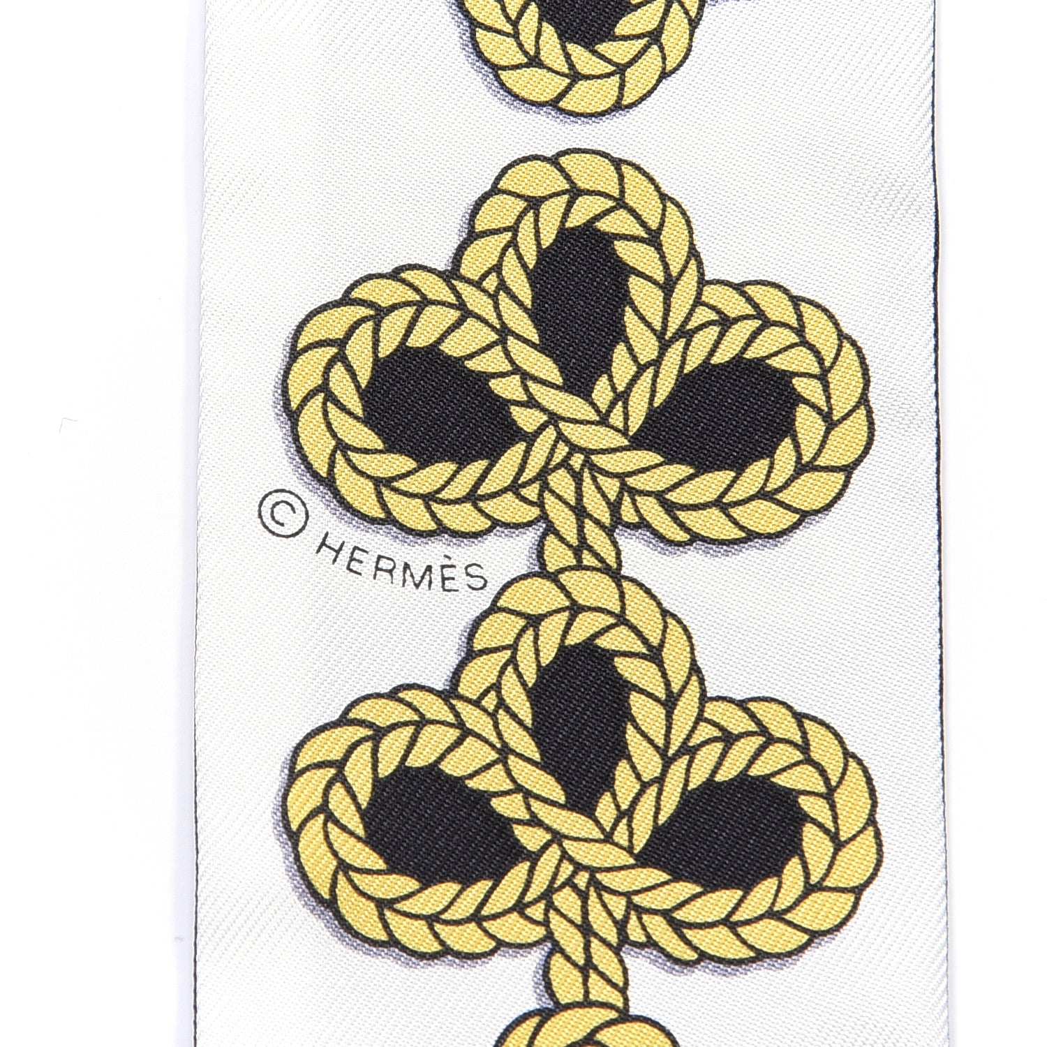 Hermes Silk Galons Et Brandebourg Twilly Black Gold White 3 of 4