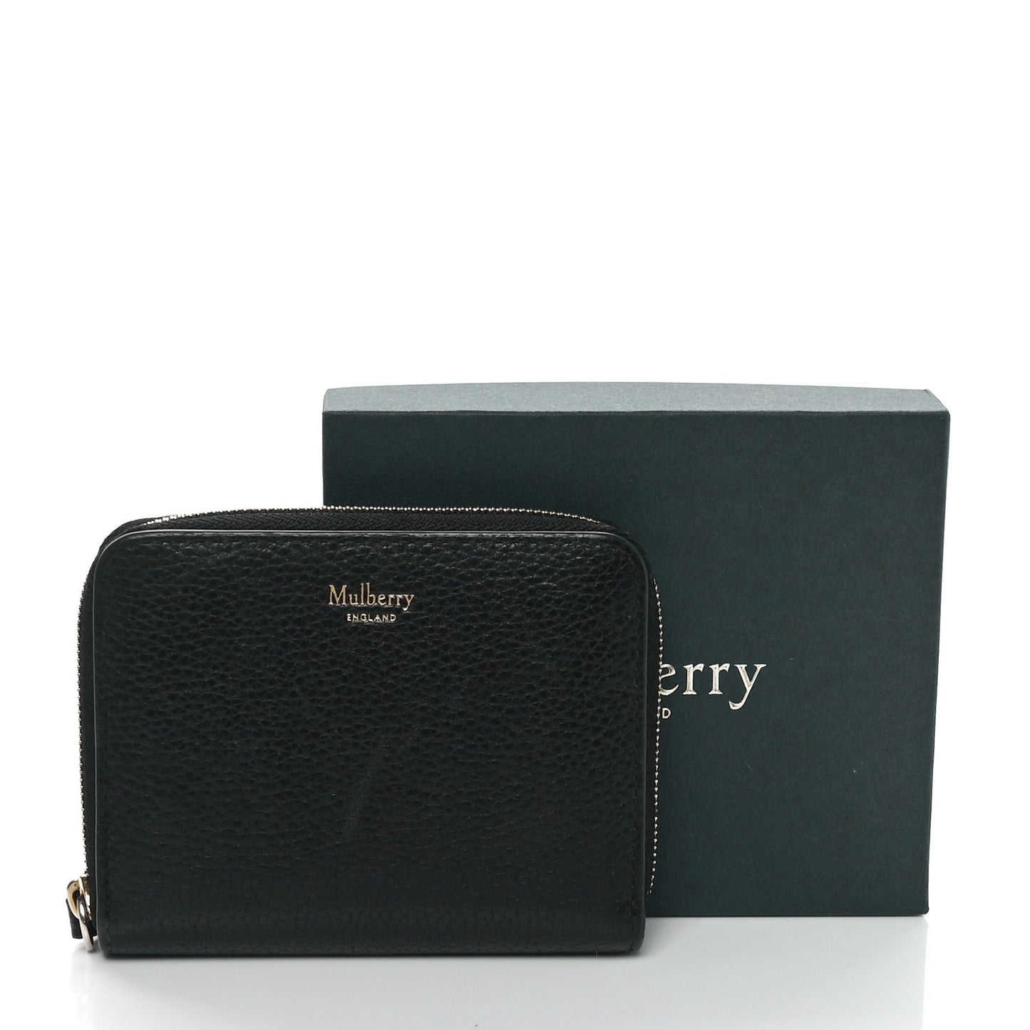 Small Classic Grain Zip Around Purse Black