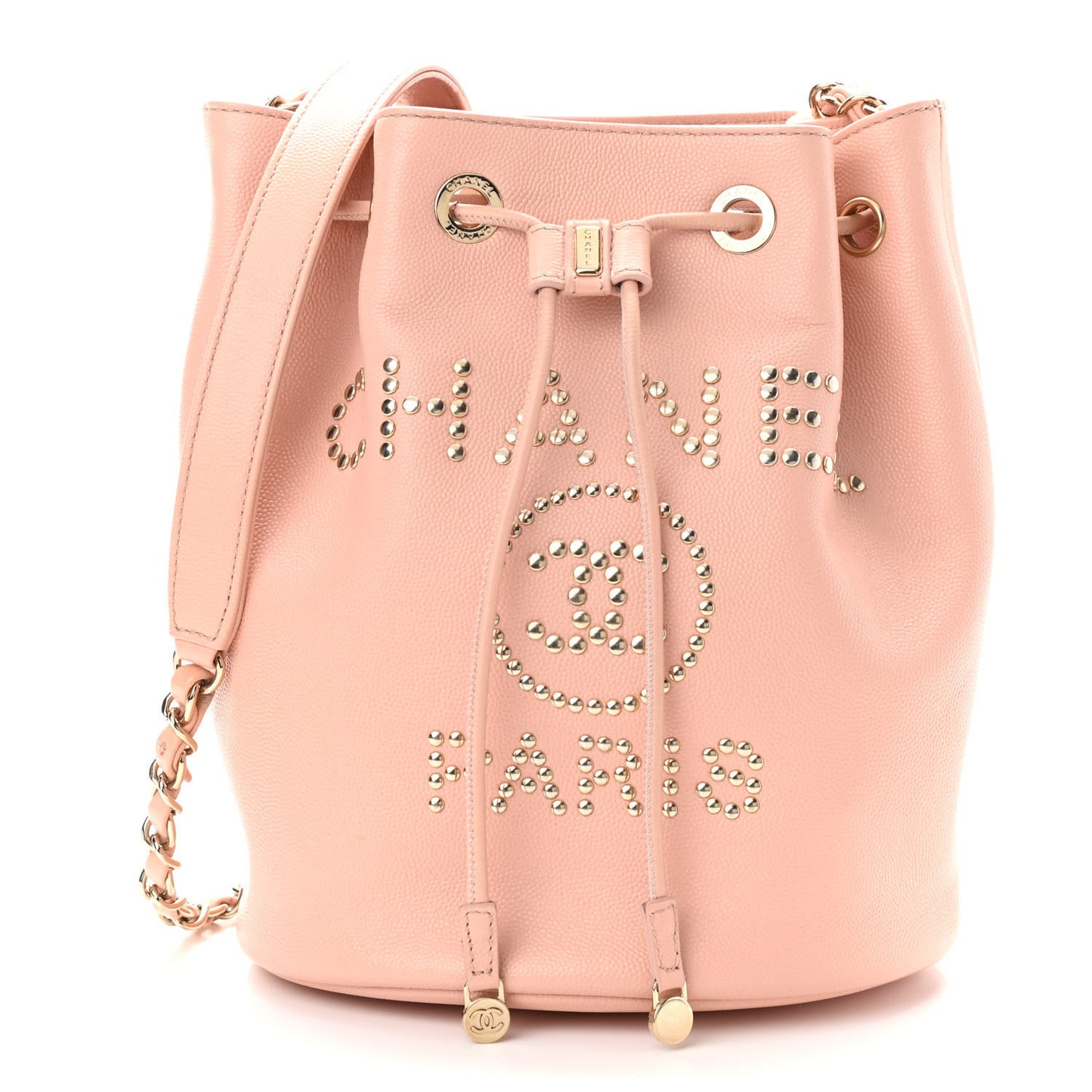 Caviar Deauville Drawstring Bucket Bag Light Pink