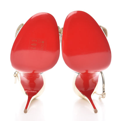 Christian Louboutin Metallic Calfskin Glitter Tonic PVC Fossiliza 100 Sandals 39.5 Version Light Gold 5 of 11