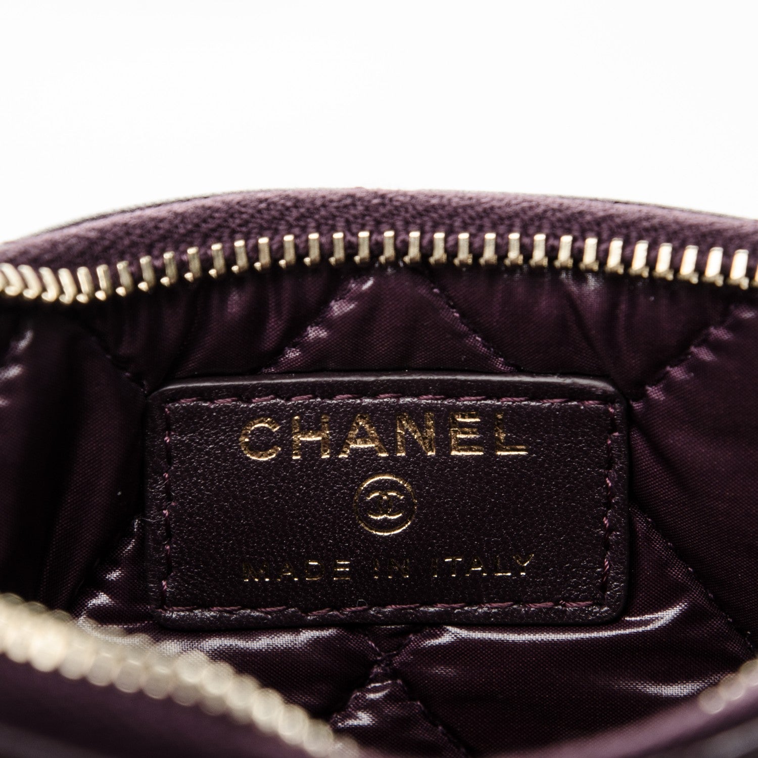 Chanel Lambskin Quilted Small Cosmetic Case Dark Purple 6 of 6