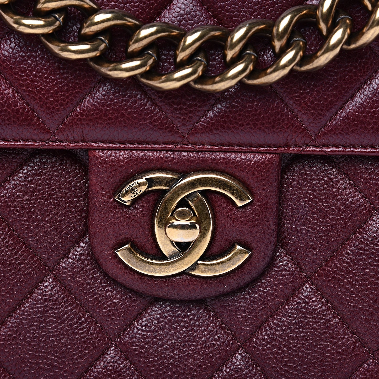 Caviar Quilted Large Retro Class Flap Burgundy