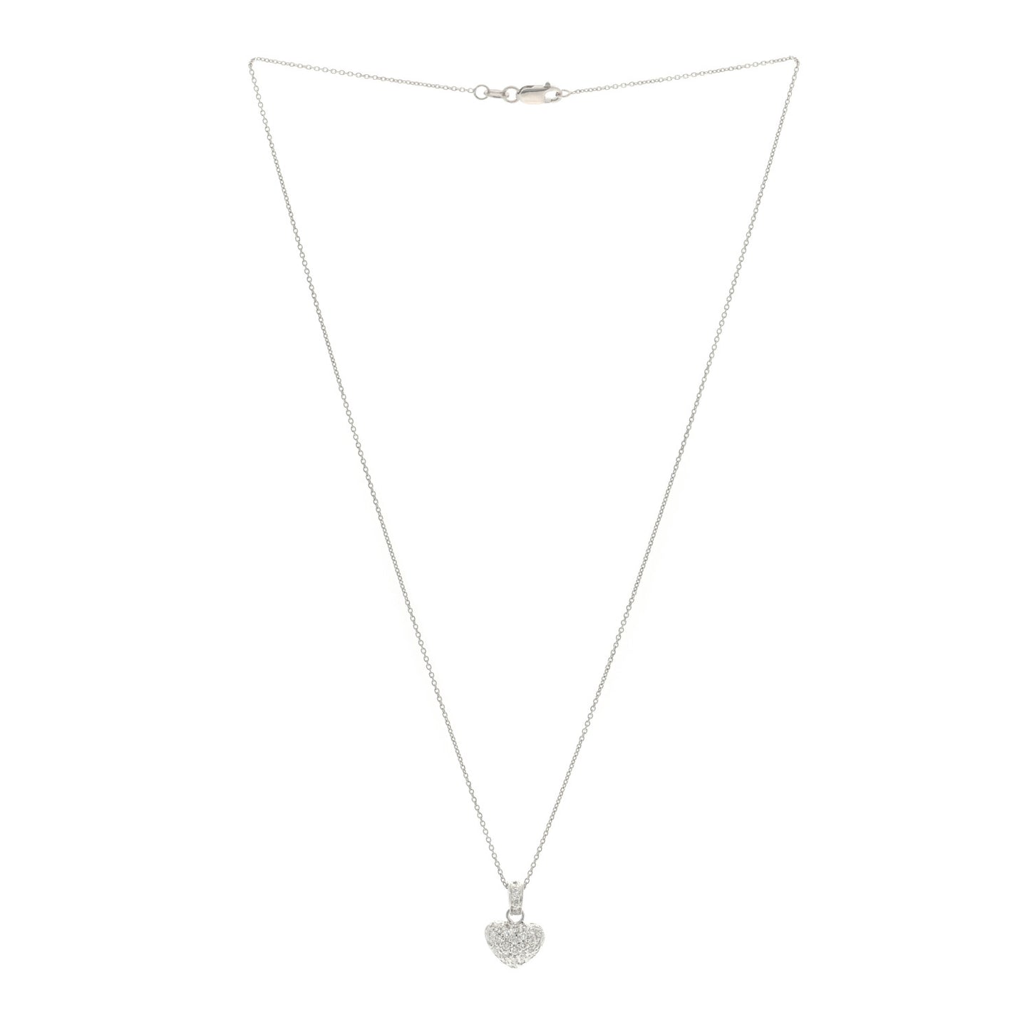 18K White Gold Diamond .44ctw Tiny Treasures Puffed Heart Pendant Necklace