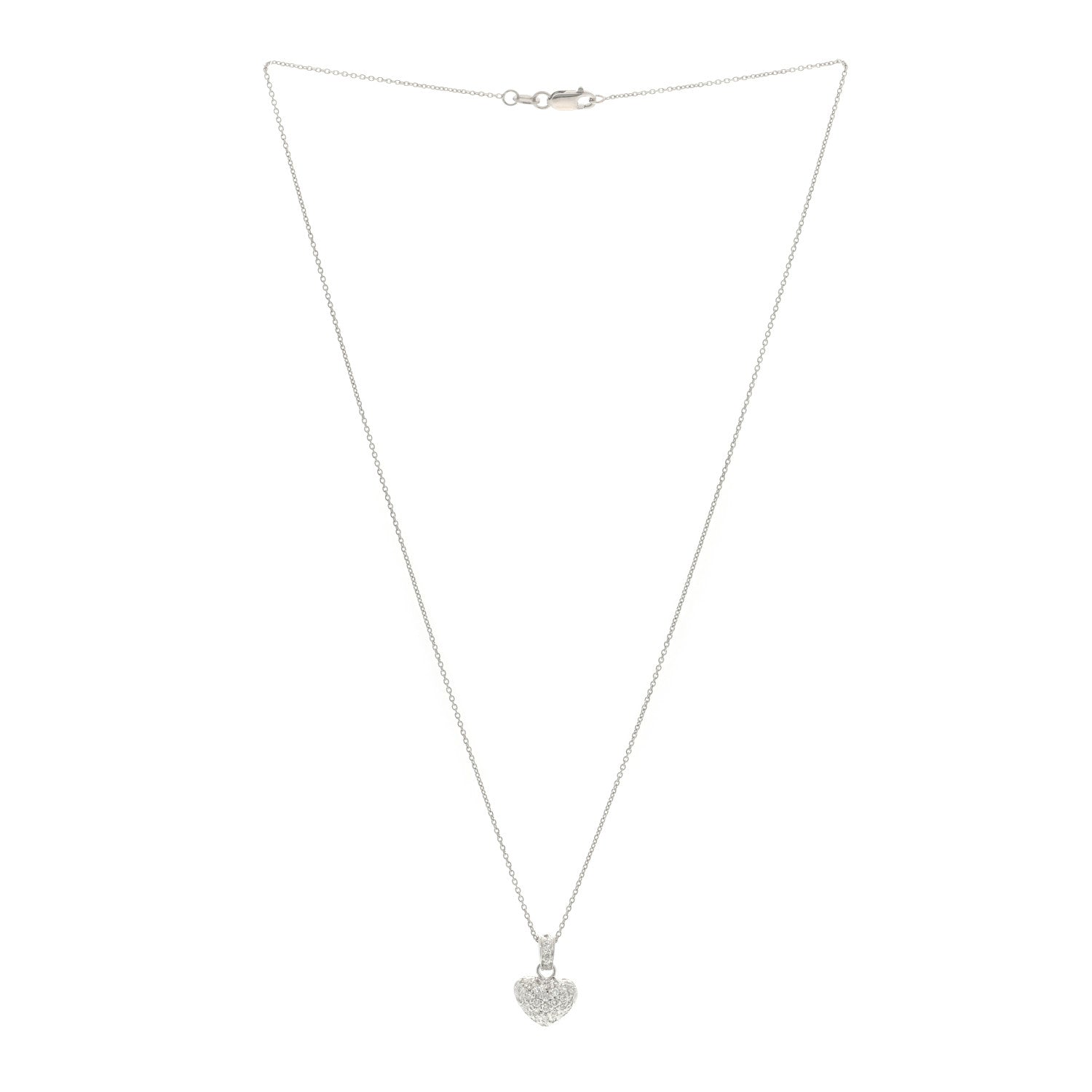 Roberto Coin 18K White Gold Diamond .44ctw Tiny Treasures Puffed Heart Pendant Necklace 2 of 4