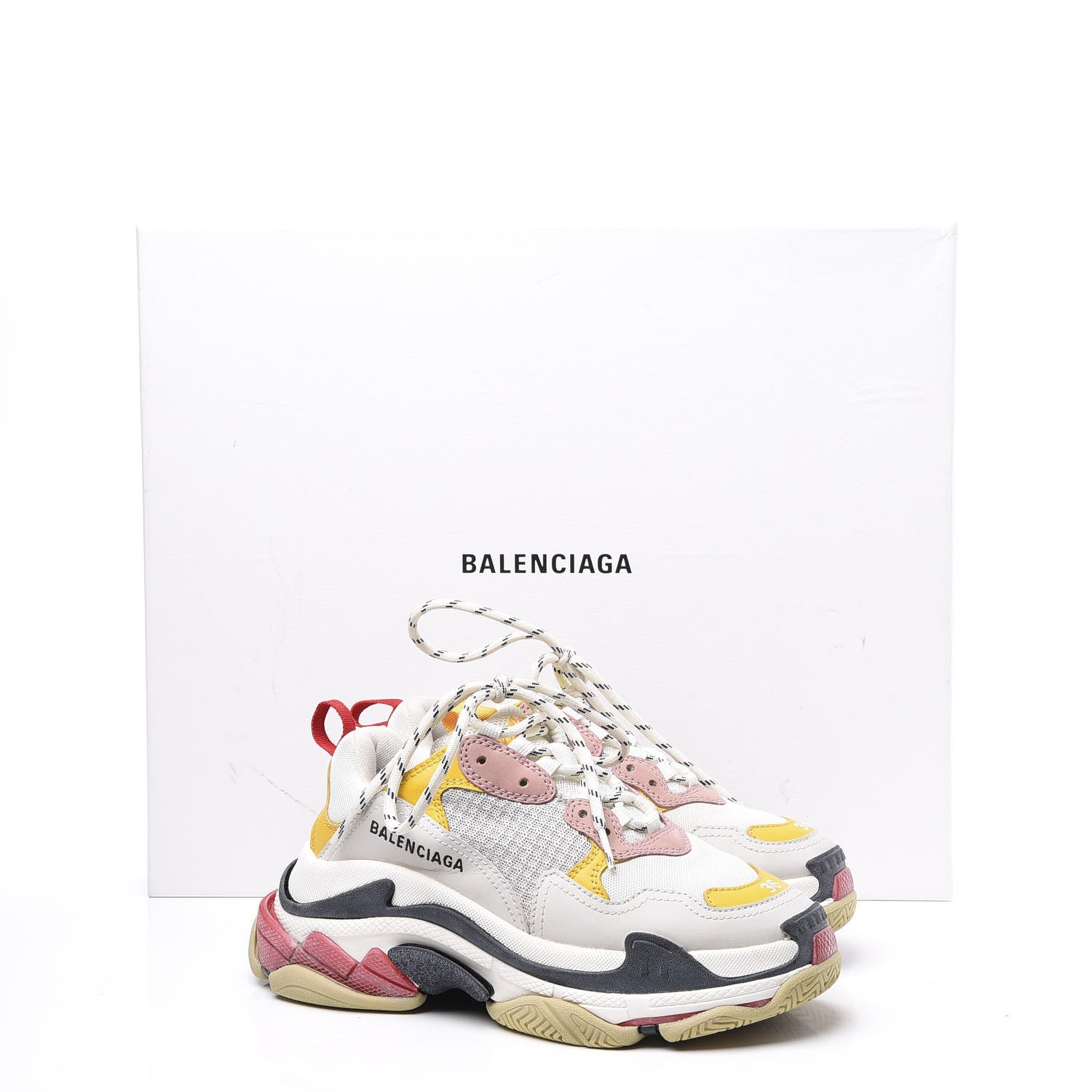 Balenciaga Mesh Nubuck Womens Triple S Sneakers 36 White Gris Jaune Rose 9 of 9