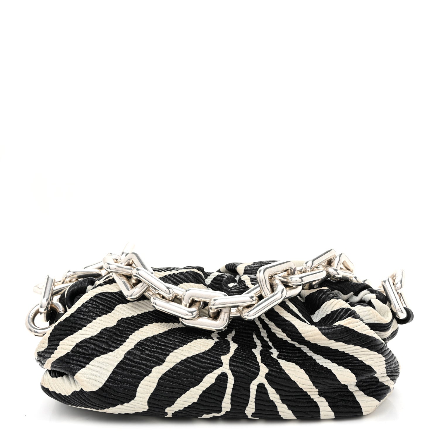 Bottega Veneta Nappa Zebra Print The Pouch Chain White Black 1 of 10