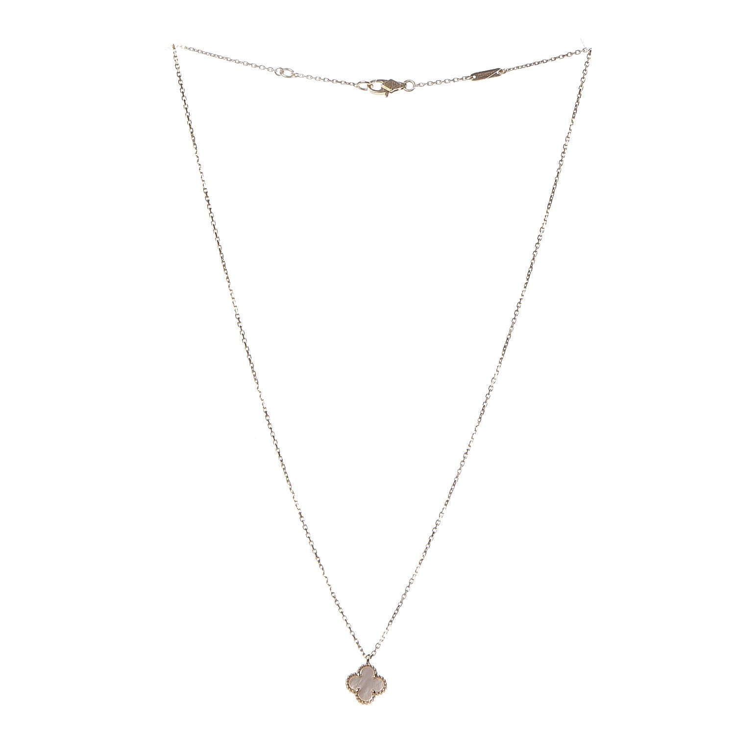 Van Cleef & Arpels 18K Yellow Gold Mother of Pearl Sweet Alhambra Pendant Necklace 3 of 8