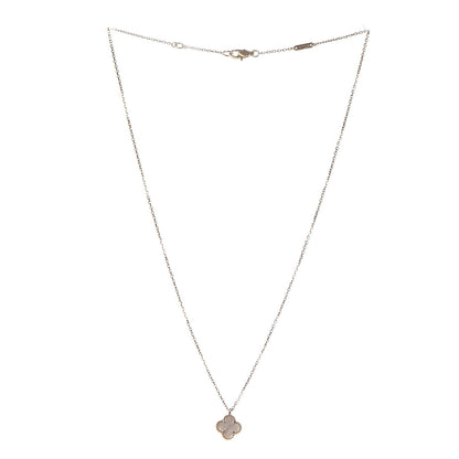 Van Cleef & Arpels 18K Yellow Gold Mother of Pearl Sweet Alhambra Pendant Necklace 3 of 8