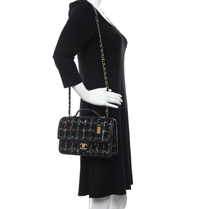 Chanel Tweed School Memory Small Top Handle Flap Black White 2 of 11