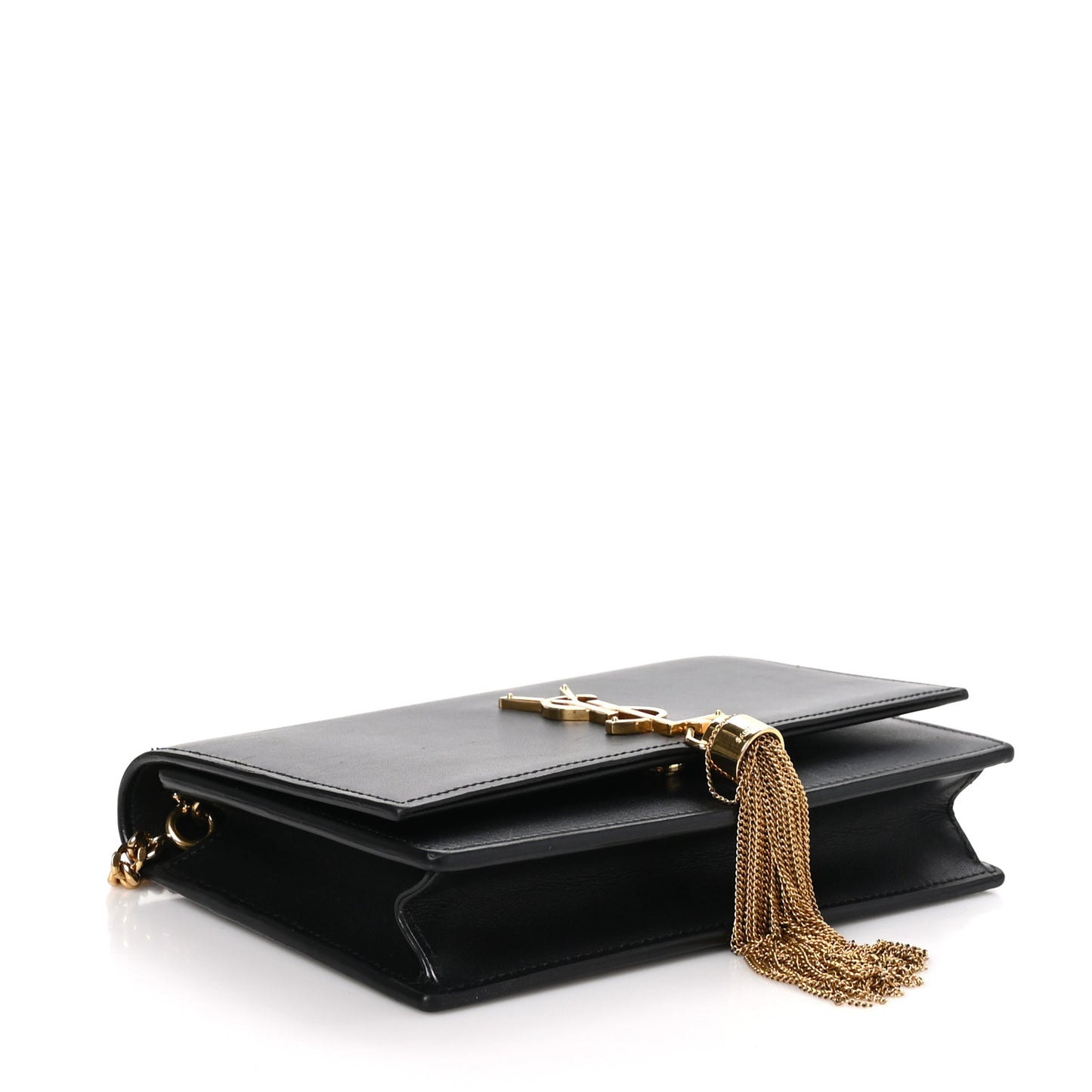 Calfskin Small Classic Monogram Kate Tassel Satchel Black