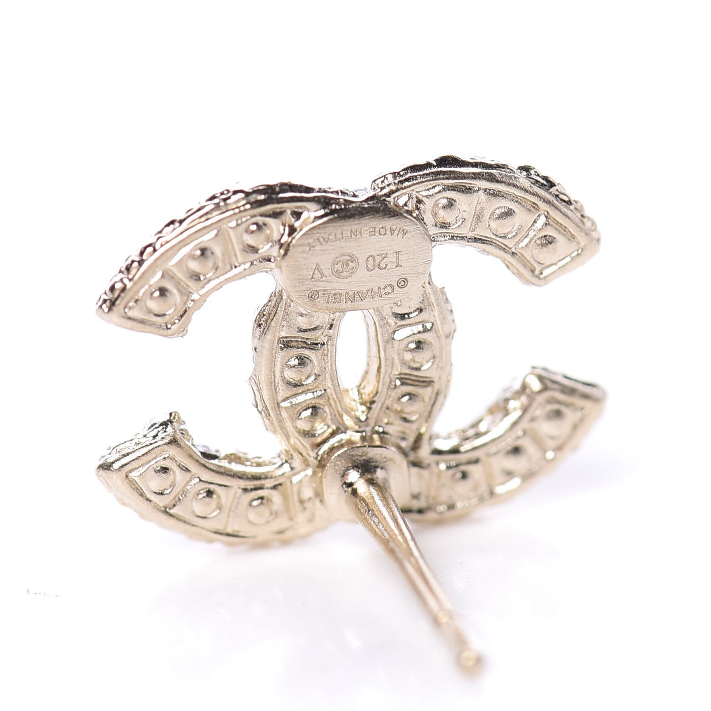 Metal Graduated Pearl Crystal CC Earrings Light Gold