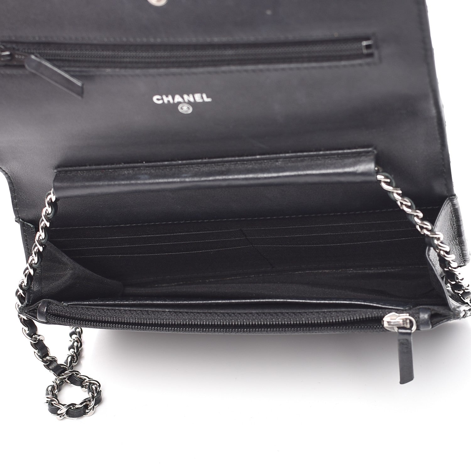 Chanel Lambskin Diamond Stitched Wallet On Chain WOC Black 5 of 10