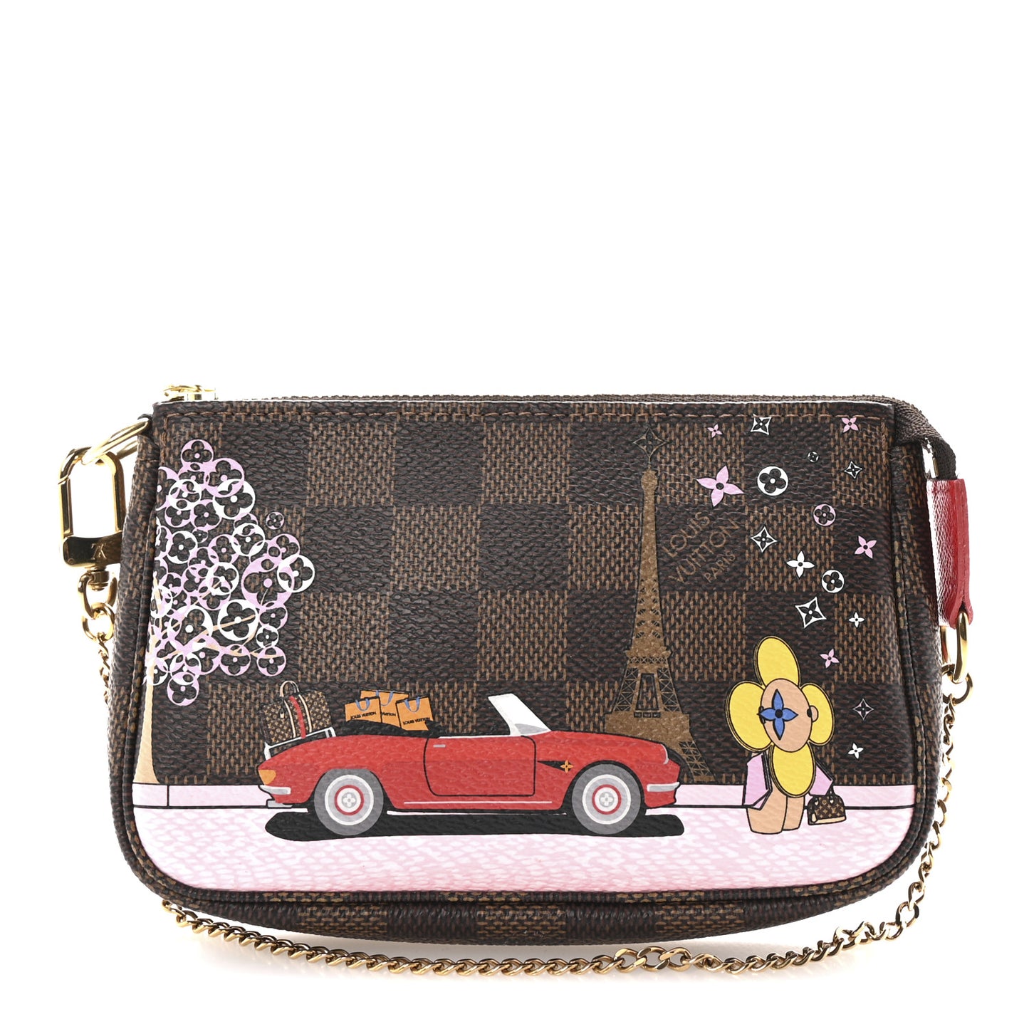Damier Ebene 2019 Christmas Animation Mini Pochette Accessories Red