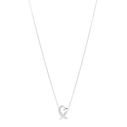 Tiffany 18k White Gold Diamond Small Paloma Picasso Loving Heart Necklace 1 of 6