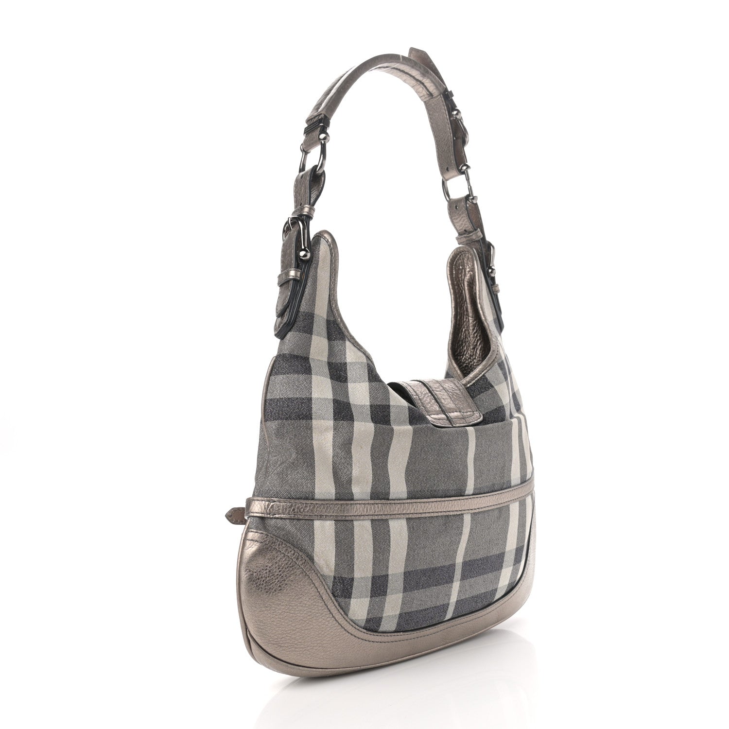 Burberry Shimmer Check Brooke Hobo Silver 3 of 12