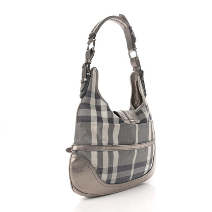 Burberry Shimmer Check Brooke Hobo Silver 3 of 12