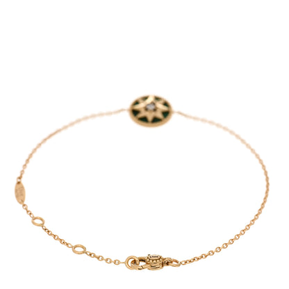 Christian Dior 18K Yellow Gold Diamond Malachite Rose Des Vents Bracelet 2 of 3