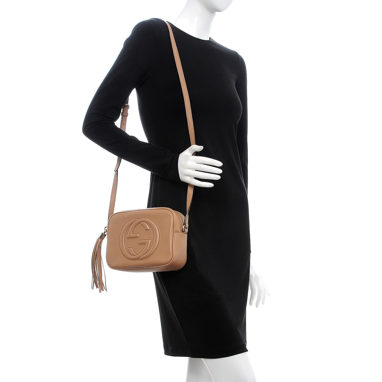 Pebbled Calfskin Small Soho Disco Bag Rose Beige