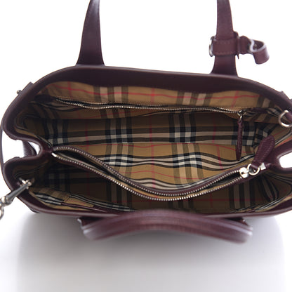 Burberry Derby Calfskin House Check Medium Banner Tote Burgundy 4 of 9