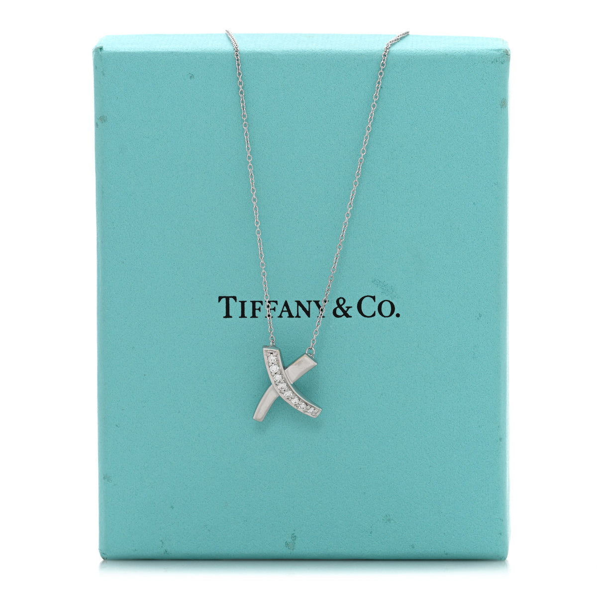 Tiffany 18K White Gold Diamond Paloma Picasso Small Signature X Pendant Necklace 5 of 5