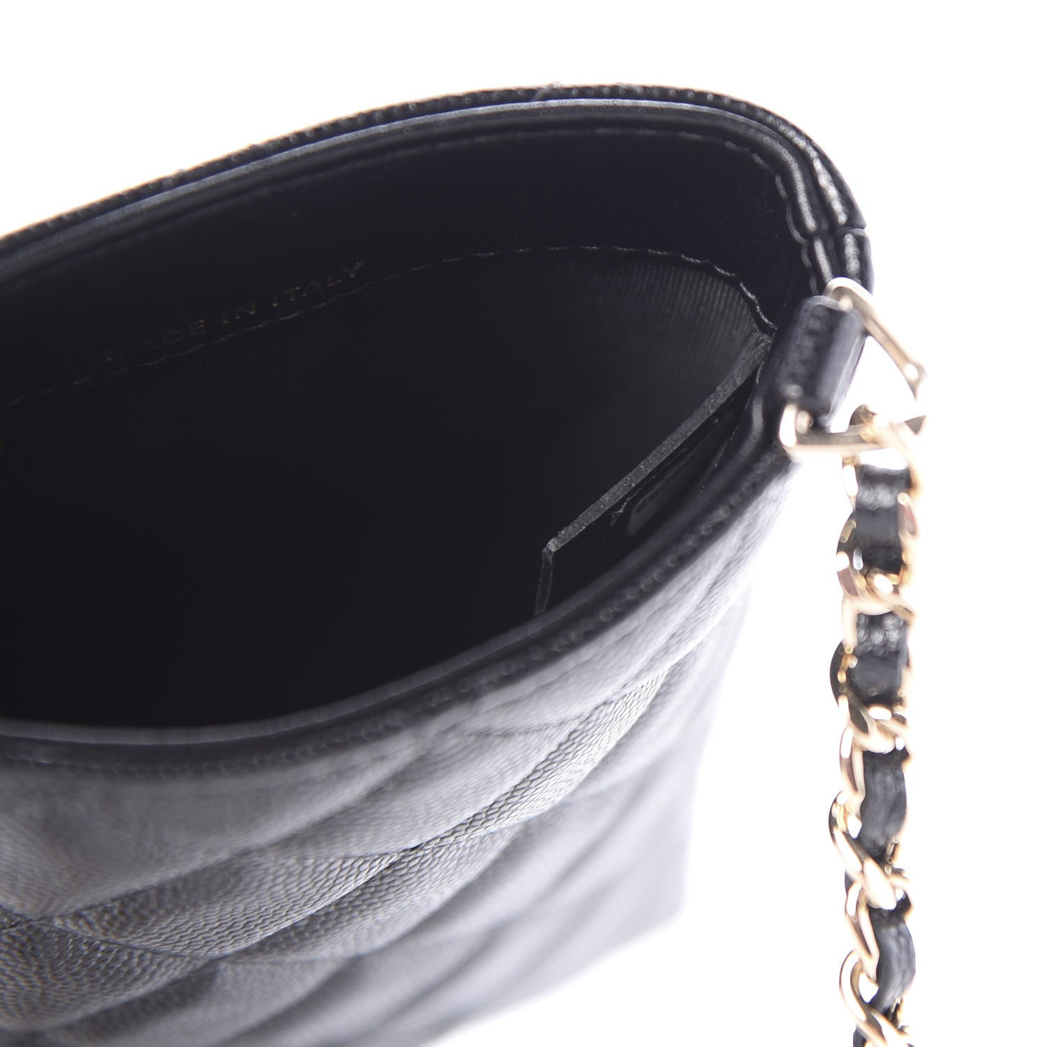Chanel Caviar Quilted French New Wave Phone Holder With Chain Black 4 of 11