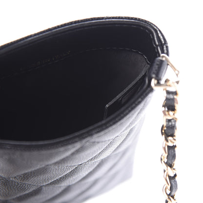Chanel Caviar Quilted French New Wave Phone Holder With Chain Black 4 of 11