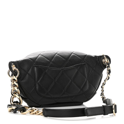 Chanel Lambskin Quilted Resin Bi-Color Waist Bag Fanny Pack Black 3 of 10