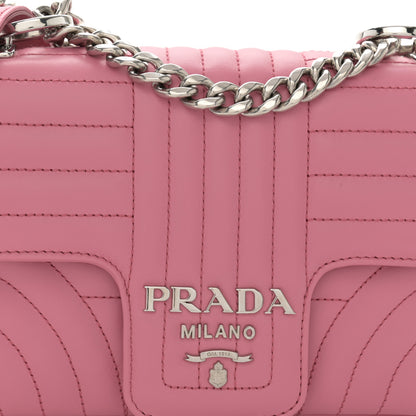 Prada Soft Calfskin Impunture Diagramme Small Chain Flap Shoulder Bag Begonia 8 of 11