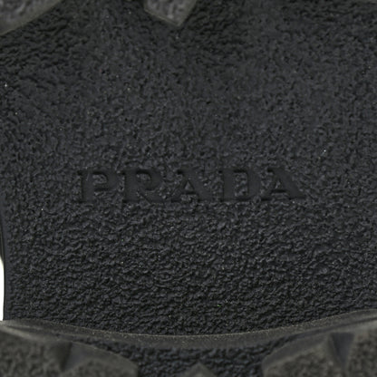 Prada Vitello Lux Nylon Metal Triangle Logo Monolith Pouch Pocket 55mm Tall Combat Boots 35 Black 6 of 8