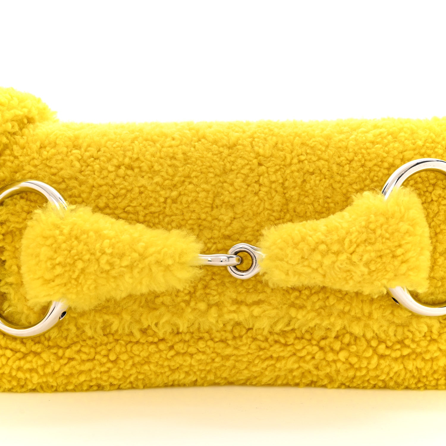 Gucci Merino Wool Medium Maxi Horsebit Chain Shoulder Bag Yellow 8 of 11