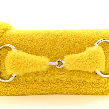 Gucci Merino Wool Medium Maxi Horsebit Chain Shoulder Bag Yellow 8 of 11