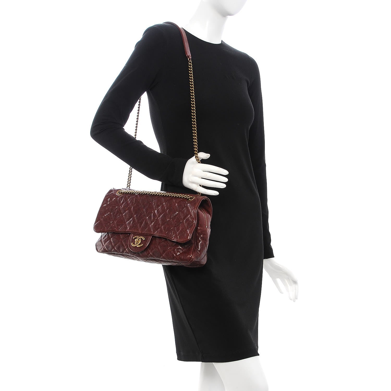 Chanel Crumpled Grained Calfskin Quilted Large Shiva Flap Bordeaux 2 of 9